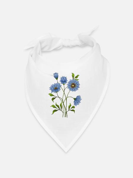 Blaue blumen - Bandana Dreieckstuch - Weiß