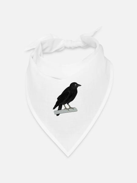 Dohle Rabenvogel - Bandana Dreieckstuch - Weiß