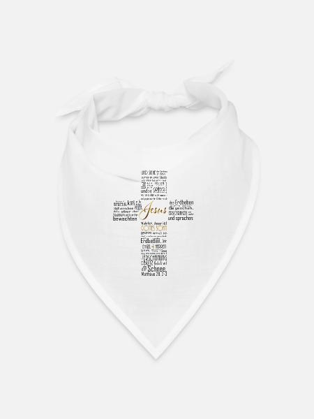 Auferstehungskraft, Kreuz, schwarz mit gold - Bandana Dreieckstuch - Weiß