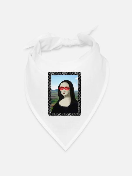 Mona Lisa mit Sonnenbrille - Bandana Dreieckstuch - Weiß