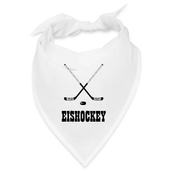 Eishockey - Eishockeyfans - Eishockeyschläger - Bandana Dreieckstuch - Weiß - Vorne