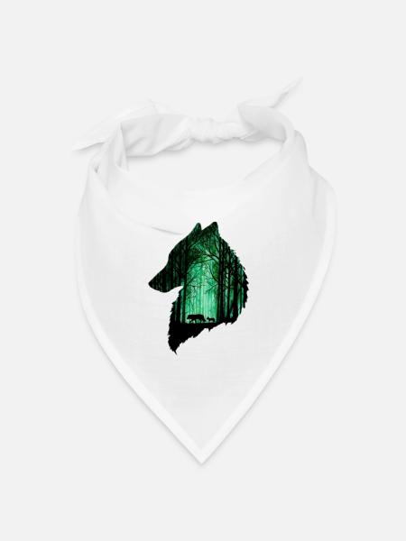 Der Wolf im Wald - Bandana Dreieckstuch - Weiß