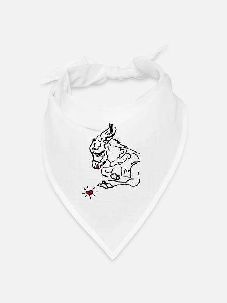 Esel Kopf Eselbaby Eselkind kleiner Esel Herz - Bandana Dreieckstuch - Weiß