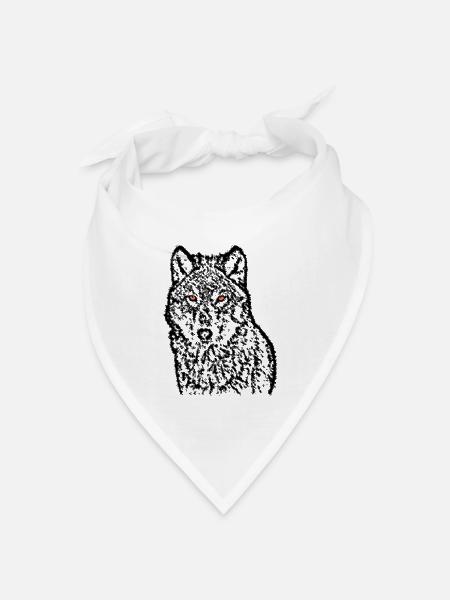 Wolf Mit Roten Augen - Bandana Dreieckstuch - Weiß
