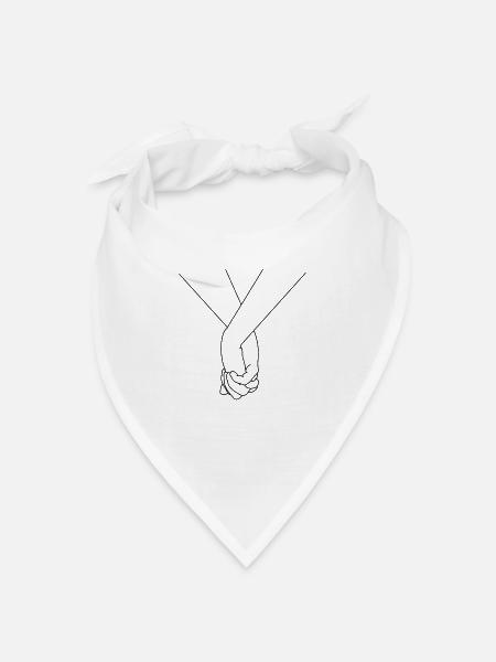Hand in Hand schwarz - Bandana Dreieckstuch - Weiß