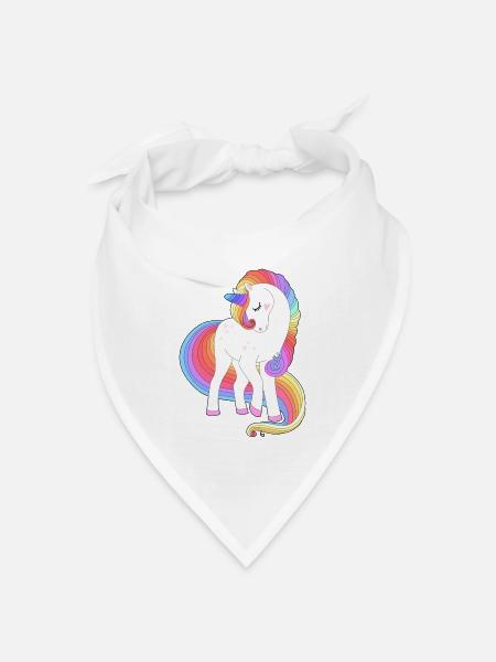 Verzaubertes Regenbogenmähnen-Einhorn - Bandana Dreieckstuch - Weiß