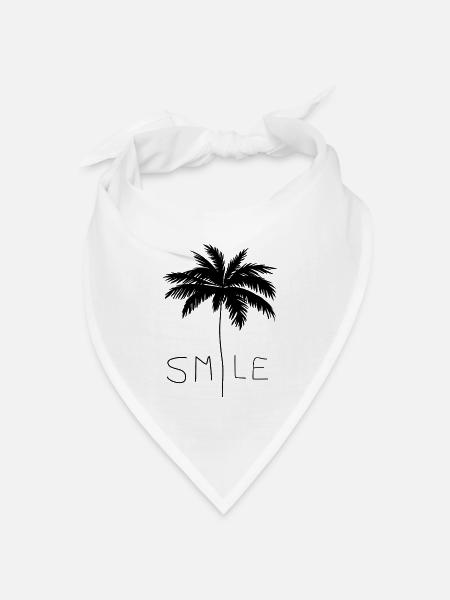Smile Palm Schwarz - Bandana Dreieckstuch - Weiß