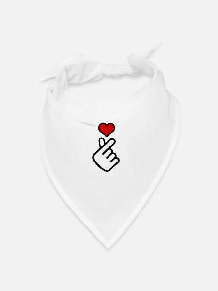 Koreanisches Fingerherz - Bandana Dreieckstuch - Weiß