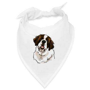 Hundekopf Saint Bernhard (helle Textilien) - Bandana Dreieckstuch - Weiß - Vorne