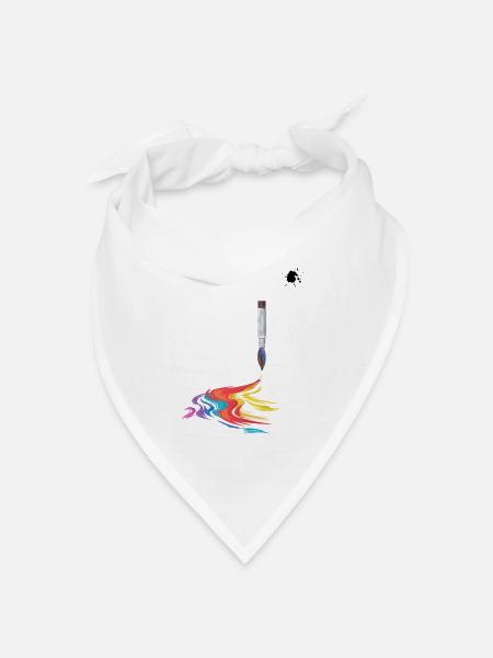 Pinsel mit Farbverlauf - Bandana Dreieckstuch - Weiß