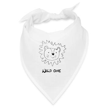 Löwe "wild one" Kindershirt - Bandana Dreieckstuch - Weiß - Vorne