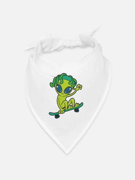 Skateboard Alien - Bandana Dreieckstuch - Weiß