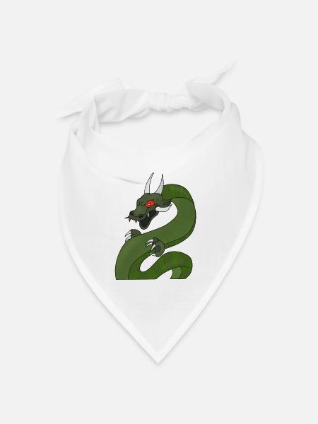 Drache mit roten Augen - Bandana Dreieckstuch - Weiß