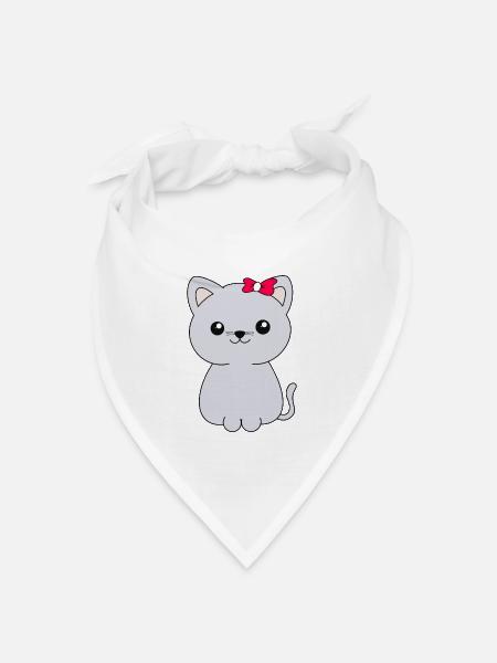 Katze - Bandana Dreieckstuch - Weiß