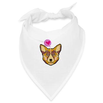 Geometrischer Hund mit Herz - Bandana Dreieckstuch - Weiß - Vorne