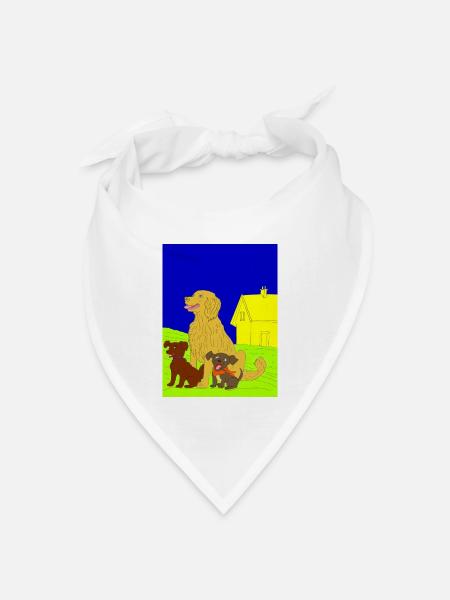 Hundefamilie - Bandana Dreieckstuch - Weiß