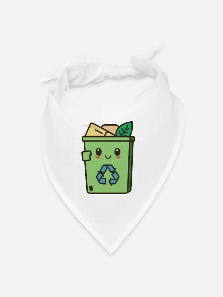 niedliches Recycling - Bandana Dreieckstuch - Weiß
