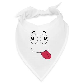 Zungengesicht - Bandana Dreieckstuch - Weiß - Vorne