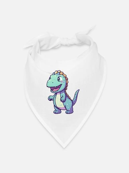 Niedlicher Dino | Dinosaurier | Blauer Dino blau - Bandana Dreieckstuch - Weiß