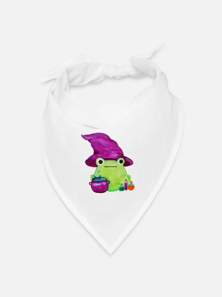 Hexenfrosch mit Kessel und Tränken Aquarell - Bandana Dreieckstuch - Weiß