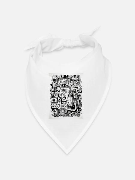 [MB] Kontrastvolle Symbiose: Schwarz-Weiß-Kunst - Bandana Dreieckstuch - Weiß