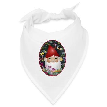 zauberhafter niedlicher Gartenzwerg Blumen Garten - Bandana Dreieckstuch - Weiß - Vorne