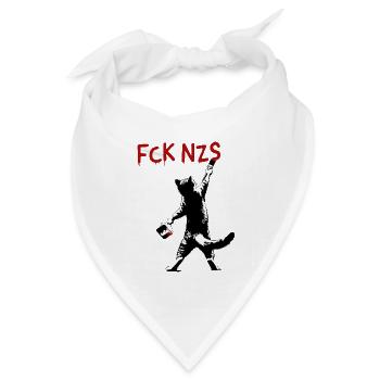 FCK NZS Katze gegen Rassismus Streetart Stil - Bandana Dreieckstuch - Weiß - Vorne