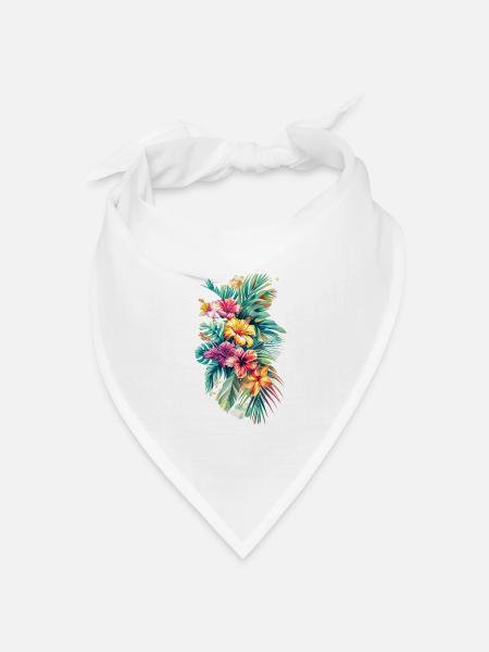Hawaii Blumen Design - Bandana Dreieckstuch - Weiß