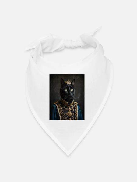 Stehende Katze in orientalischer Tracht - Bandana Dreieckstuch - Weiß