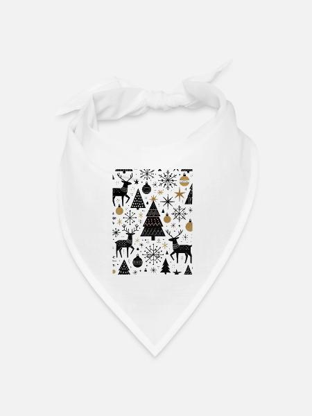 Skandinavische Weihnachtselemente und Winterbäume - Bandana Dreieckstuch - Weiß