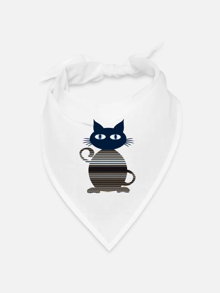 Katze - Bandana Dreieckstuch - Weiß