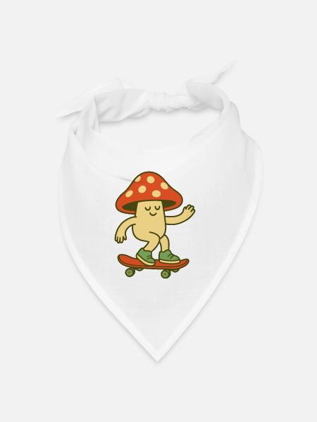 Shroom on Wheels - Bandana Dreieckstuch - Weiß