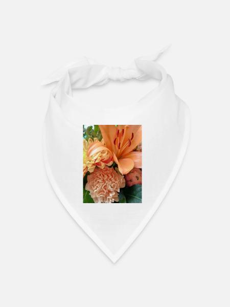 Warmes orangefarbenes Blumenmuster - Bandana Dreieckstuch - Weiß