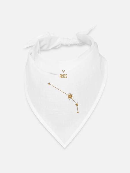 Widder Sternzeichen Sternkonstellation Goldene Töne - Bandana Dreieckstuch - Weiß