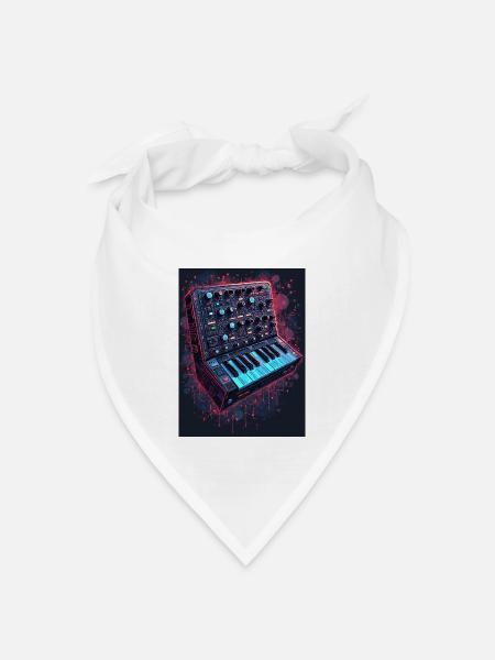 Digital Synthesizer Kunstdesign - Bandana Dreieckstuch - Weiß