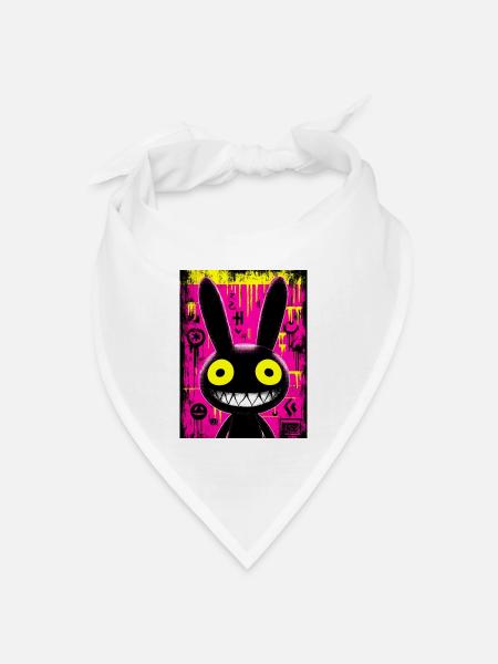 Bunny Black Urban Graffiti - Bandana Dreieckstuch - Weiß