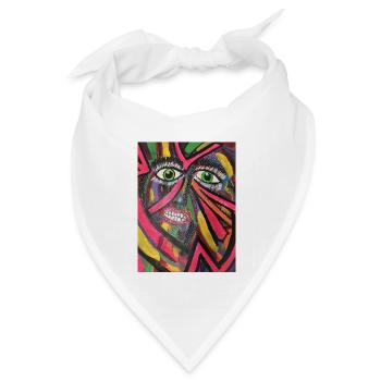 Leuchtendes Porträtmosaik - Bandana Dreieckstuch - Weiß - Vorne