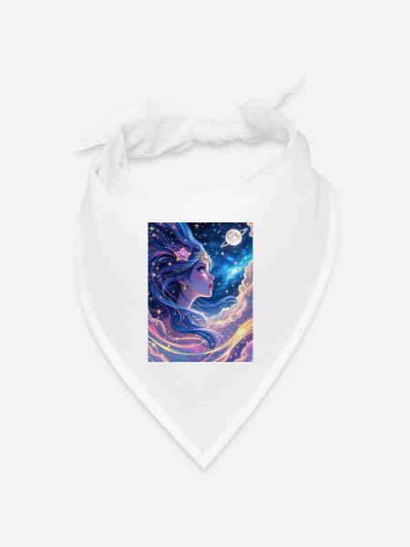 Girl in Galaxie - Bandana Dreieckstuch - Weiß