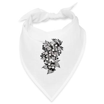 Schwarzweiß Blumenspirale - Bandana Dreieckstuch - Weiß - Vorne