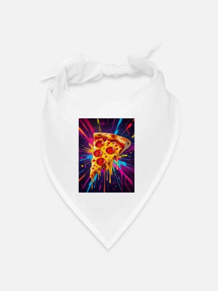 Schmelzendes Käse-Pizzastück, das in einem Ausbruch glüht - Bandana Dreieckstuch - Weiß