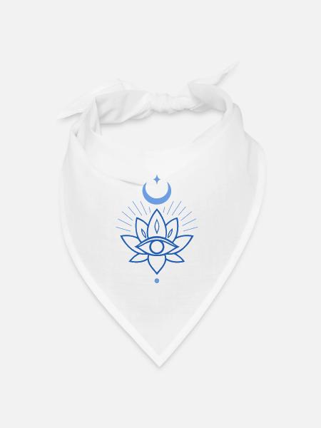Lotus Lotusblume mit Auge und Mond für Yoga - Bandana Dreieckstuch - Weiß