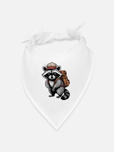 Raccoon Abenteurer mit Rucksack - Bandana Dreieckstuch - Weiß