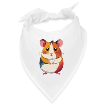 süßer kleiner bunter Hamster Patchwork Motiv - Bandana Dreieckstuch - Weiß - Vorne