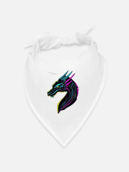 Neon Fury – Cyberpunk-Stil Drache - Bandana Dreieckstuch - Weiß