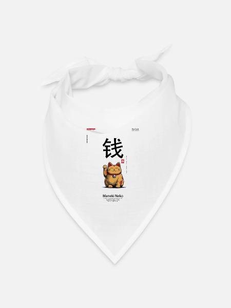 Maneki-Neko - Bandana Dreieckstuch - Weiß