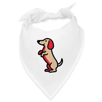 Süßer Dackel Hund Männchen Comic - Bandana Dreieckstuch - Weiß - Vorne