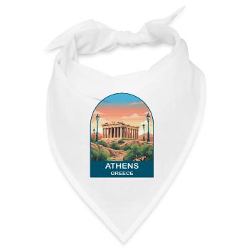 Athen Griechenland Vintage-Reiseposter-Kunst - Bandana Dreieckstuch - Weiß - Vorne