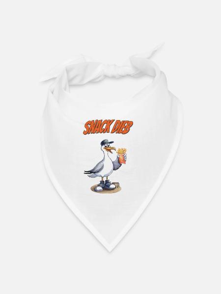 Snack Dieb Möwe Lustiger Pommes Spruch - Bandana Dreieckstuch - Weiß