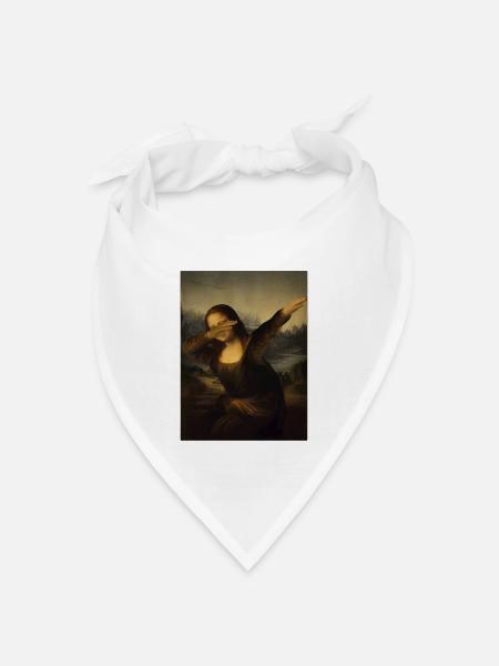 Mona Lisa betupfen Leonardo Da Vinci Mona Lisa - Bandana Dreieckstuch - Weiß