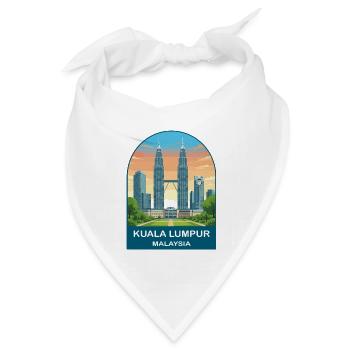 Kuala Lumpur Malaysia Vintage-Reiseillustration - Bandana Dreieckstuch - Weiß - Vorne